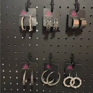 Paparazzi Silver and Black Hoop Earrings Set